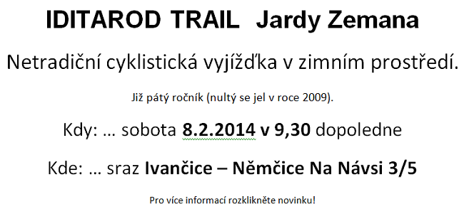 Pozvánka na Iditarod trail Jardy Zemana 2014
